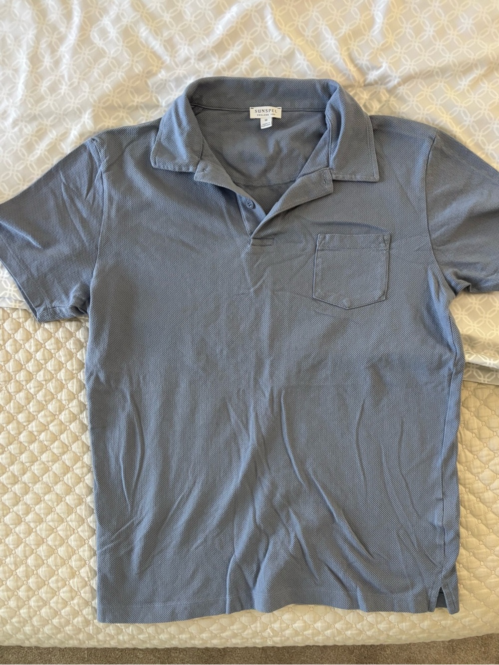 Sunspel Riviera Light Blue Men's Polo Shirt
